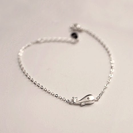925 Sterling Silver Bracelets Cute Small Whale Charm Thin Chain Bracelets for Women Girl Gift Jewelry