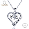 Angel Caller 925 Sterling Silver lovely Dog and Cat Footprint Necklace Bone Heart Pendant Necklaces Women Fine Jewelry CYD105