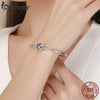 BAMOER Genuine 100% 925 Sterling Silver Blue CZ Moon and Star Bracelet & Bangles for Women Sterling Silver Jewelry S925 SCB080